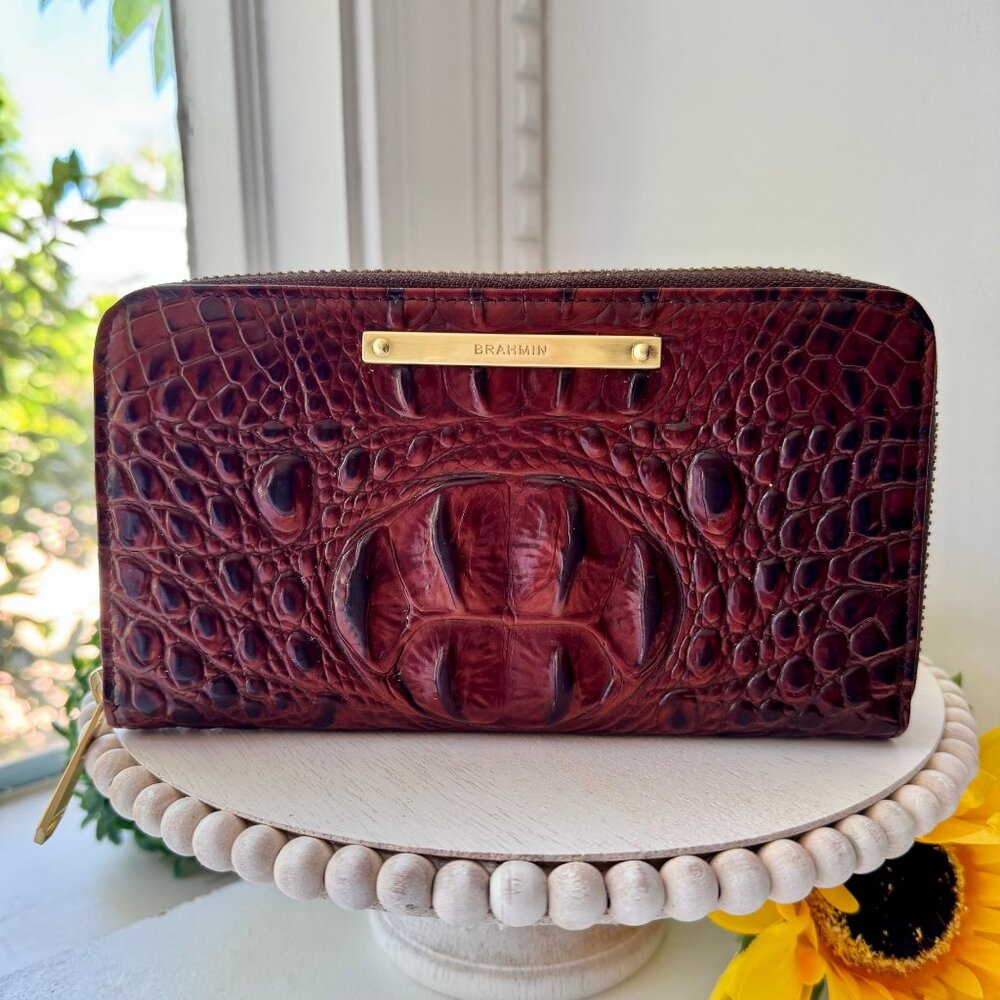 Brahmin Suri Brown Pecan Melbourne Zip Around Wallet